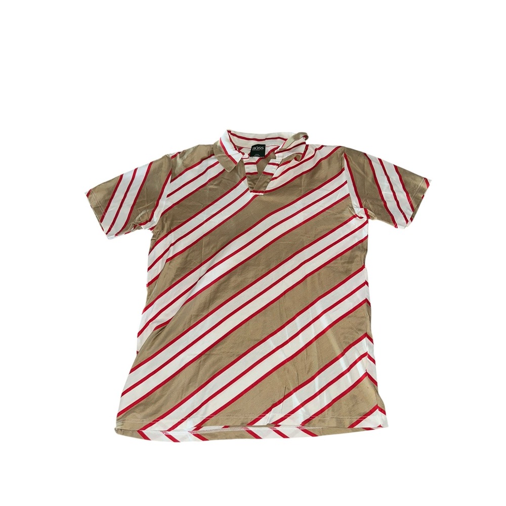 Hugo Boss Golf Striped Mock‎ Polo Size Small